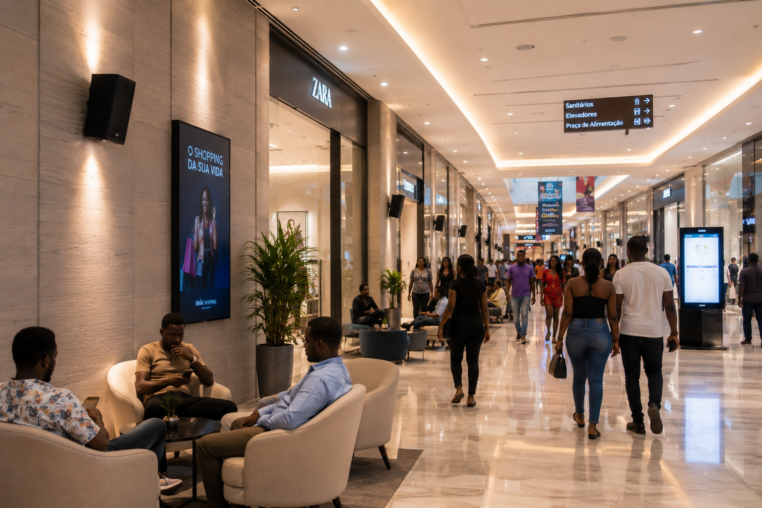 Shoppings — solução de som ambiente Saristec