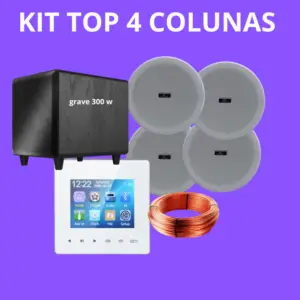 Kit som ambiente, 4 colunas, grave + instalação